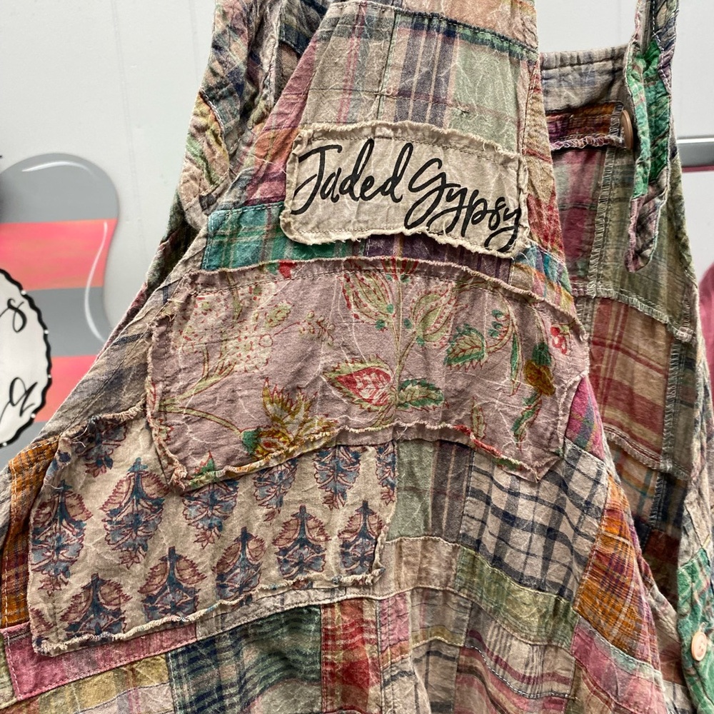 Jaded Gypsy Bohemian Patchwork Jumpsuit in Pink & Green - Picture 2 of 6